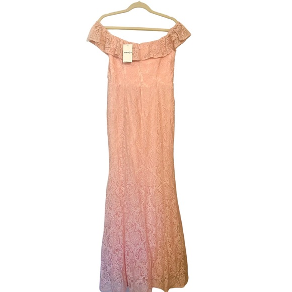 Lulus Pink off the shoulder lace maxi dress, NWT, Size large - Picture 2 of 6
